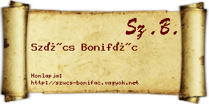 Szűcs Bonifác névjegykártya