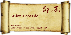Szűcs Bonifác névjegykártya